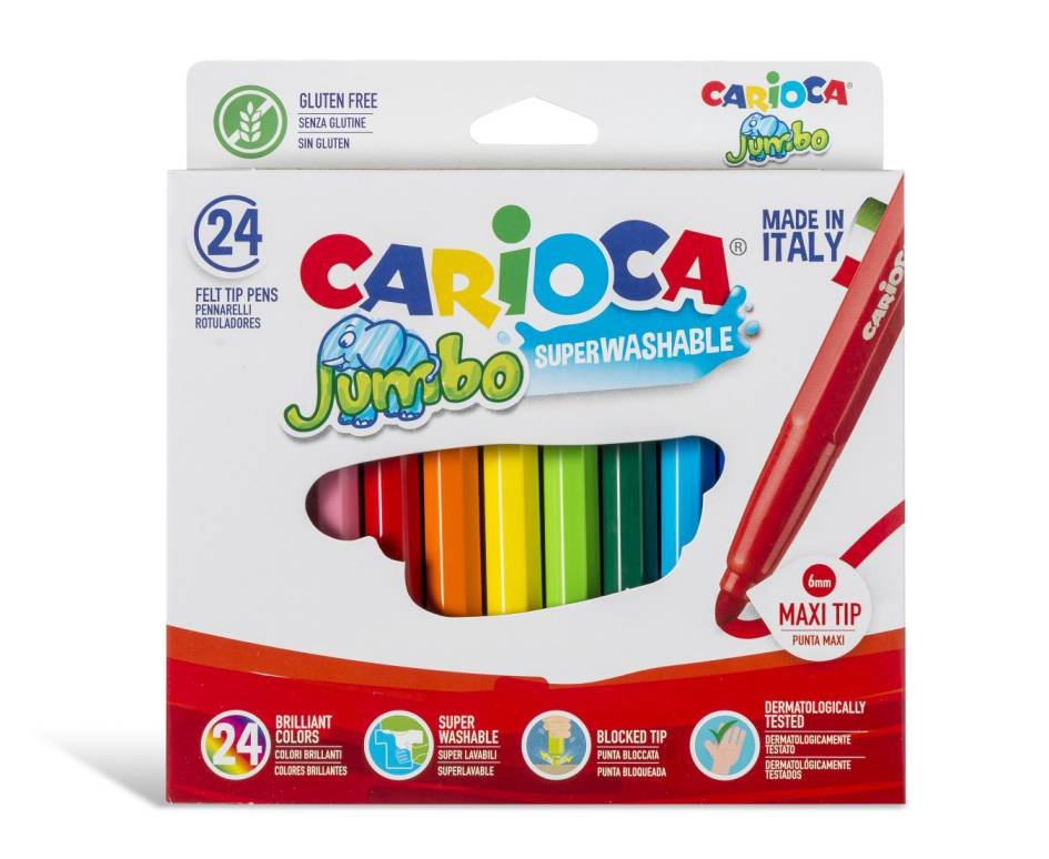ΜΑΡΚΑΔΟΡΟΙ ΖΩΓΡΑΦΙΚΗΣ CARIOCA 24 ΧΡΩΜΑΤΑ JUMBO ΧΟΝΤΡΗ ΜΥΤΗ 6ΜΜ