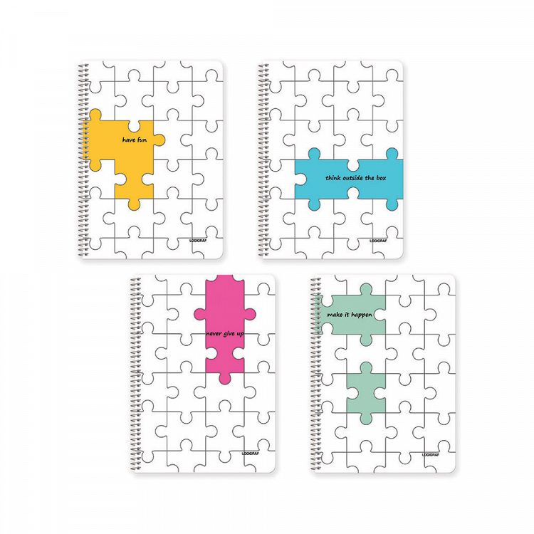 PUZZLE Τετράδιο Σπιράλ Wirelock B5/17Χ25 3Θ 90Φ 6τμχ