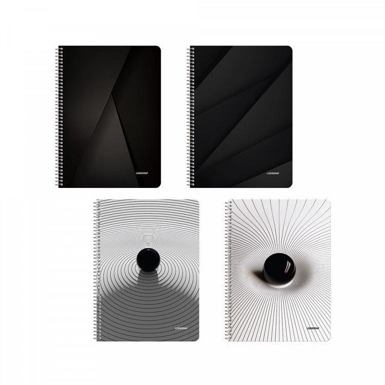BLACK & WHITE Τετράδιο Σπιράλ με Wirelock B5/17Χ25 3 Θέματα 90 Φύλλα Πακέτο 6τμχ