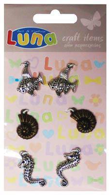 ΜΕΤΑΛΛΙΚΑ ΚΡΕΜΑΣΤΑ ΙΠΠΟΚΑΜΠΟΣ-ΨΑΡΙ-ΚΟΧΥΛΙ 6ΤΕΜ LUNA