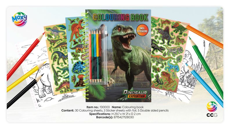 ΒΙΒΛΙΟ ΧΡΩΜΑΤΙΣΜΟΥ ΔΕΙΝΟΣΑΥΡΟΙ Α4, 30Φ ΜΕ 5 ΜΟΛΥΒΙΑ