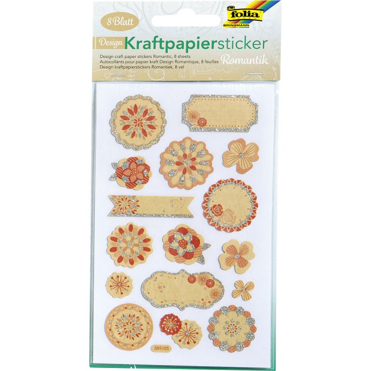 Σετ Αυτοκόλλητα Craft Paper, 8 Φύλλα 10X16 εκ, ROMANTIC