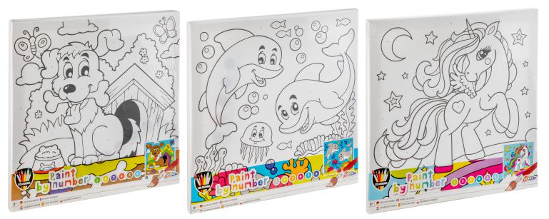 ΚΑΜΒΑΣ ΖΩΓΡΑΦΙΚΗΣ ΜΕ ΑΡΙΘΜΗΣΗ 30Χ30 ΜΕ 6 ΧΡΩΜΑΤΑ 2 ΠΙΝΕΛΑ 3 ΣΧΕΔΙΑ