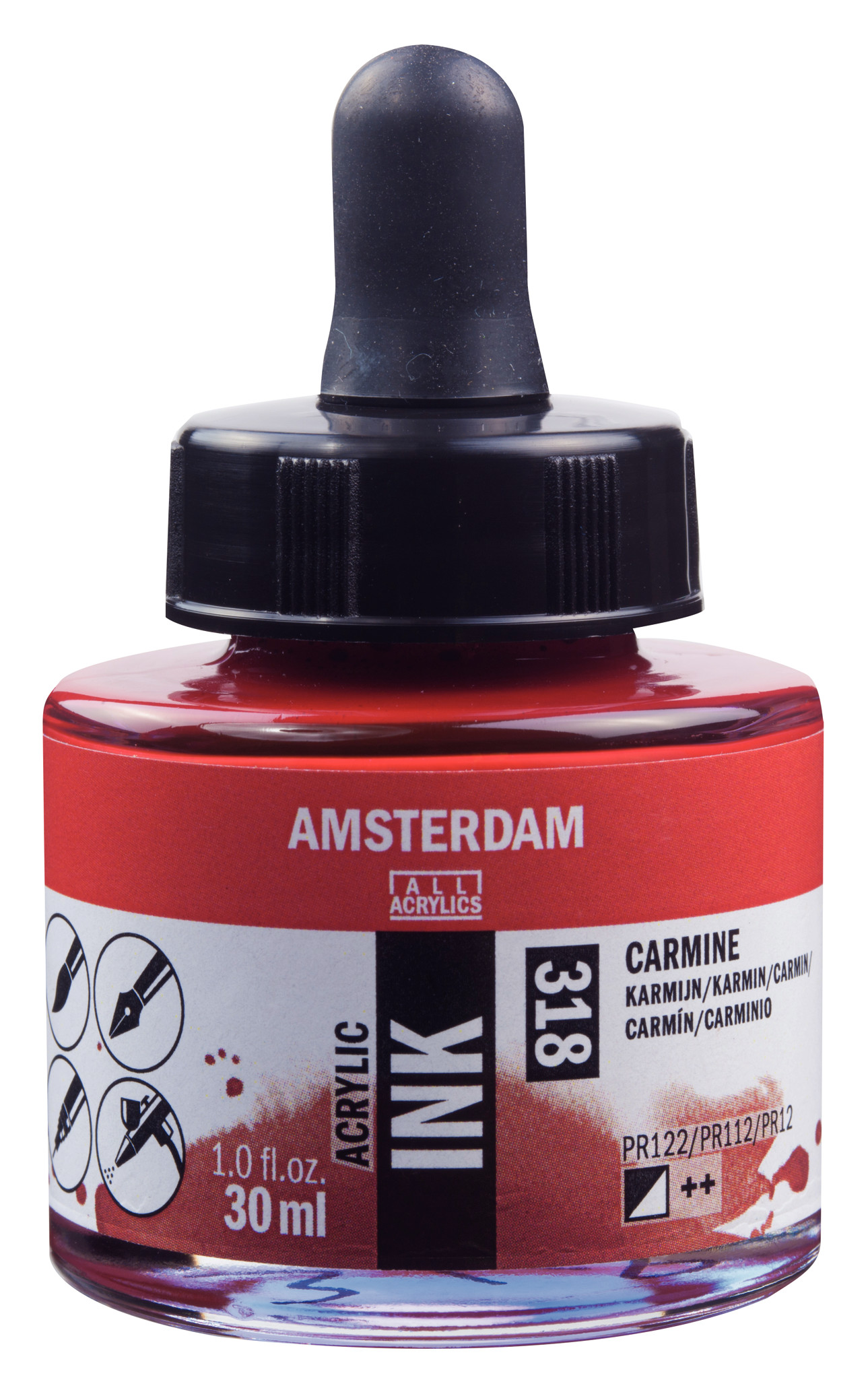 ΜΕΛΑΝΙ INK AMSTERDAM 318 30ML CARMINE