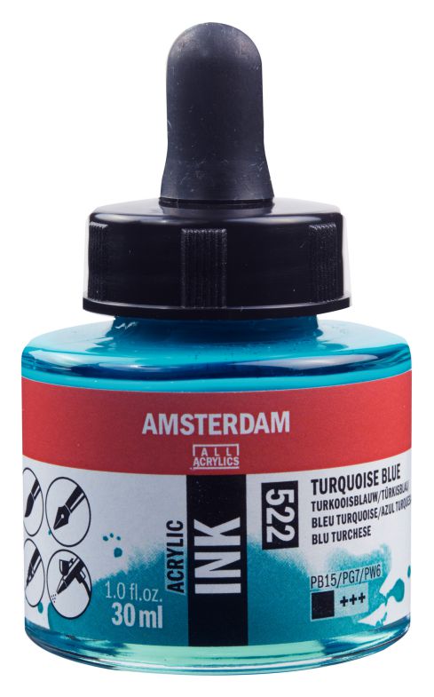 ΜΕΛΑΝΙ INK AMSTERDAM 522 30ML TURQ. BLUE