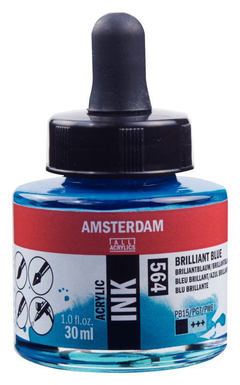 ΜΕΛΑΝΙ INK AMSTERDAM 564 30ML BRILLIANT BLUE