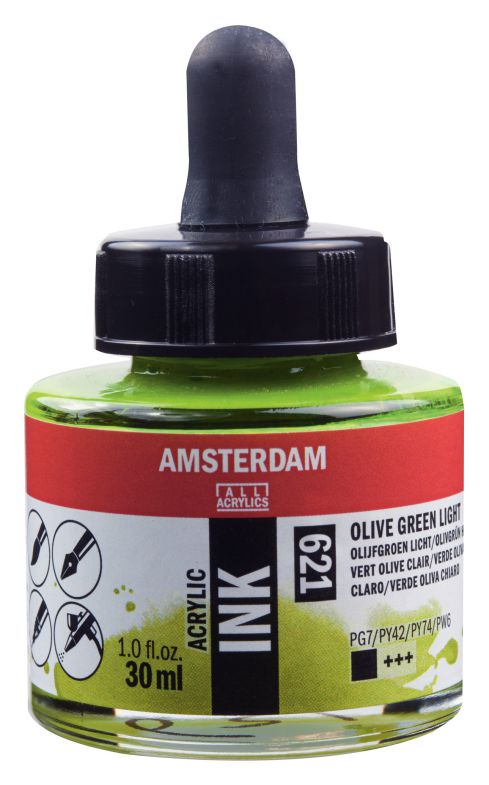 ΜΕΛΑΝΙ INK AMSTERDAM 621 30ML OLIVE GREEN LIGHT