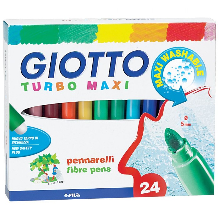 Giotto Μαρκαδόροι Πλενόμενοι Ζωγραφικής Turbo Maxi 24 Τεμ.