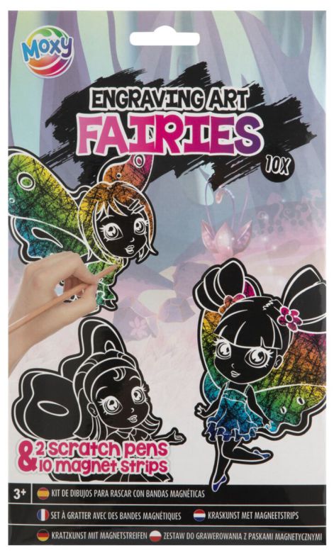 SCRATCH MAGNETS 10 PCS, 2 ASS. (FAIRY/DINO)