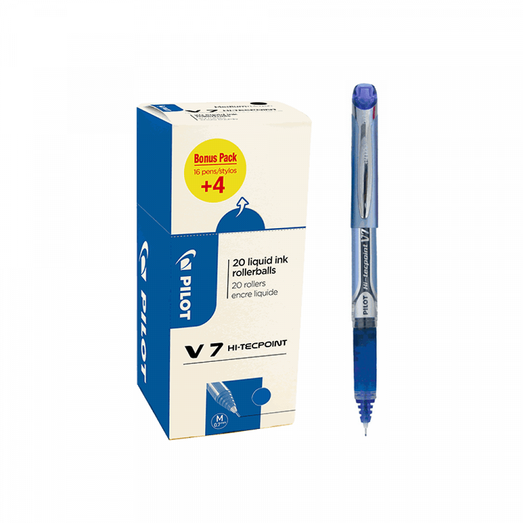 Στυλό 0.7mm PILOT HI-TECPOINT V7 Μπλε, σε Κουτί 16+4τμχ