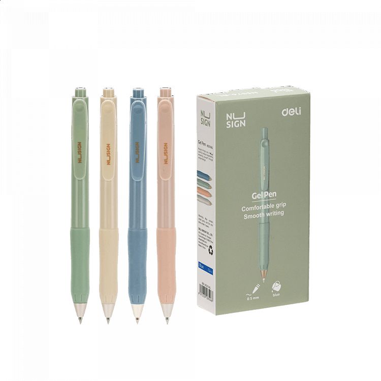 Στυλό Gel 0.5mm με Κουμπί DELI NUSIGN Μπλε (Πακέτο των 12τμχ)