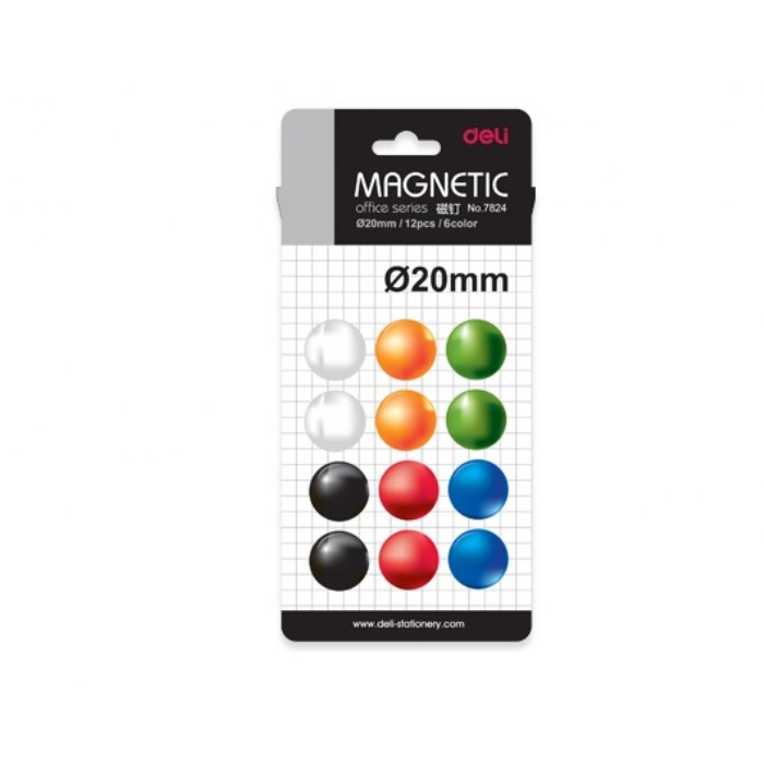 Deli Μαγνητάκια Χρωματιστά 20mm 12 Τεμ.