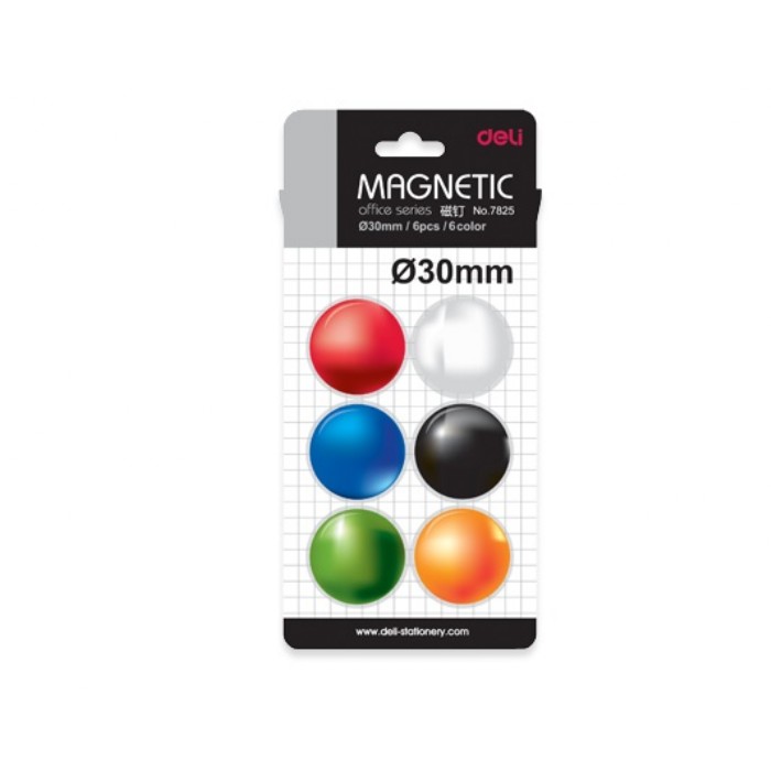 Deli Μαγνητάκια Χρωματιστά 30mm 6 Τεμ.