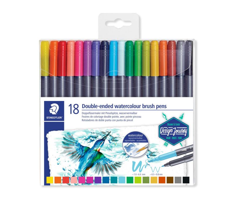 ΣΕΤ ΜΑΡΚΑΔΟΡΟΙ ΜΕ ΔΙΠΛΗ ΜΥΤΗ WATERCOLOUR BRUSH PENS (ΠΙΝΕΛΟ) STAEDTLER 18ΤΕΜ