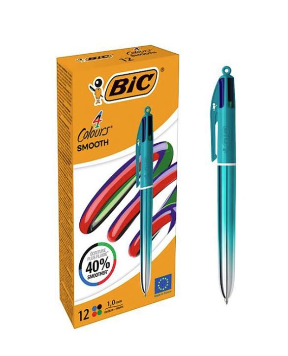 ΣΤΥΛΟ BIC 4 ΧΡΩΜΑΤΩΝ SMOOTH B12 ΤΥΡΚΟΥΑΖ 1.0MM