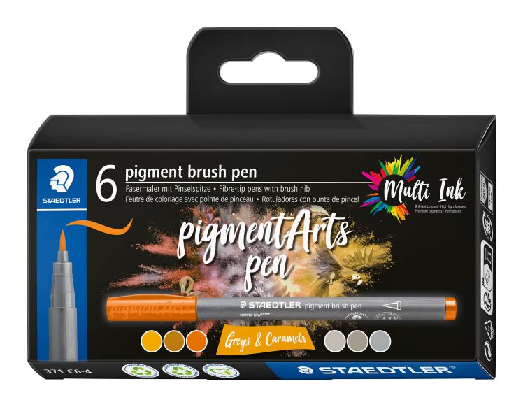 ΜΑΡΚΑΔΟΡΟΙ PIGMENT BRUSH PEN GREYS&CARAMELS 6 ΧΡΩΜΑΤΑ