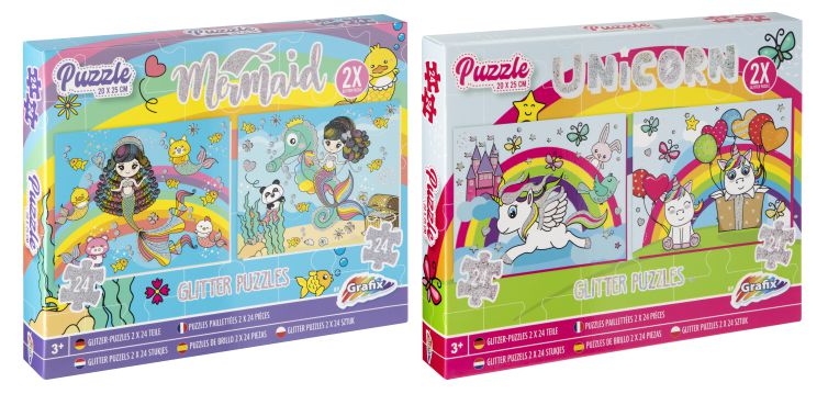 ΠΑΖΛ ΜΕ GLITTER 24 ΚΟΜΜΑΤΙΑ 20X25CM - 2ΣΧΕΔΙΑ