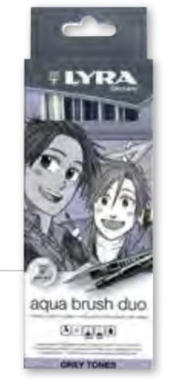 LYRA AQUA BRUSH DUO MANGA: GREY TONES (6 ΤΕΜ)