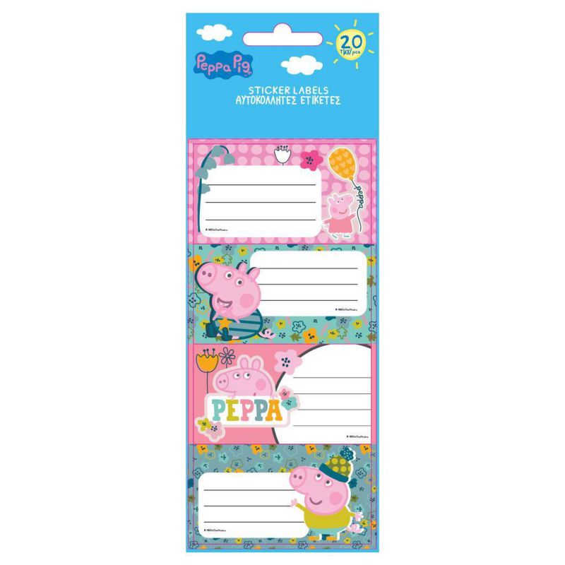 ΕΤΙΚΕΤΕΣ ΑΥΤΟΚΟΛΛΗΤΕΣ PEPPA PIG 20ΤΕΜ 5ΦΥΛΛΑ