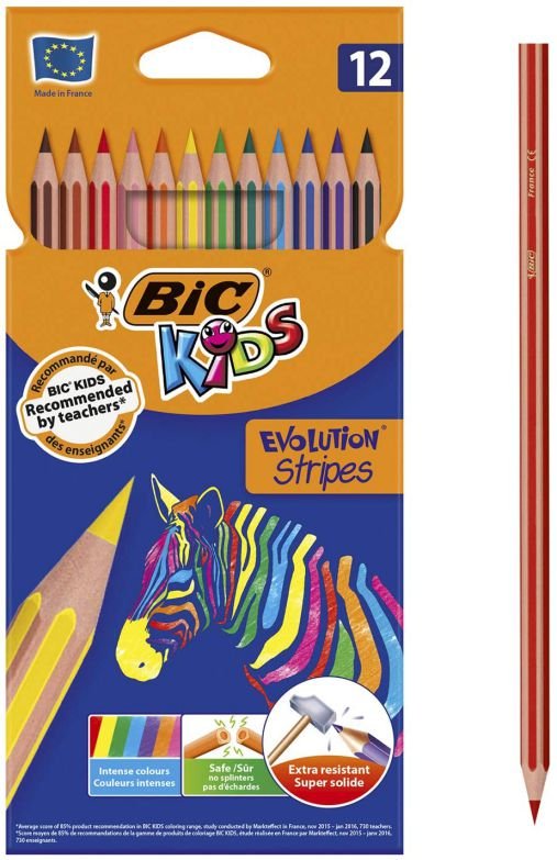 ΞΥΛΟΜΠΟΓΙΕΣ 12ΤΕΜ BIC KIDS EVOLUTION STRIPES
