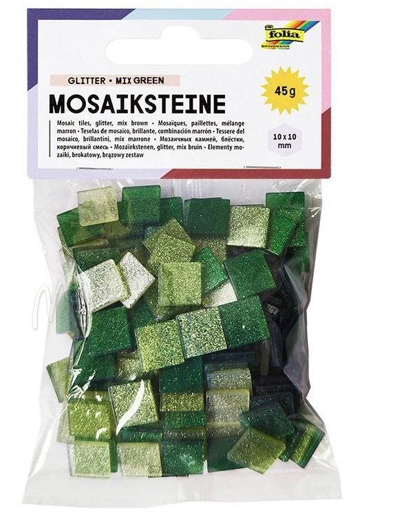ΨΗΦΙΔΕΣ ΜΩΣΑΪΚΑ ΠΛΑΚΑΚΙΑ GLITTER MIX, 45G, 10X10MM, 190 ΤΕΜΑΧΙΑ, ΠΡΑΣΙΝΟ