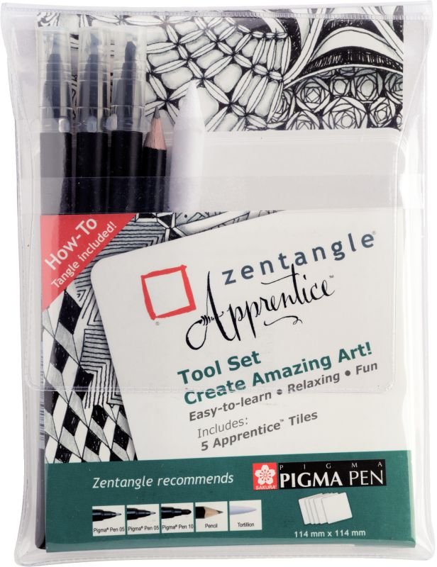 ΣΕΤ ΕΡΓΑΛΕΙΑ ZENTANGLE ΚΑΙ 5 ΠΛΑΚΙΔΙΑ WHITE