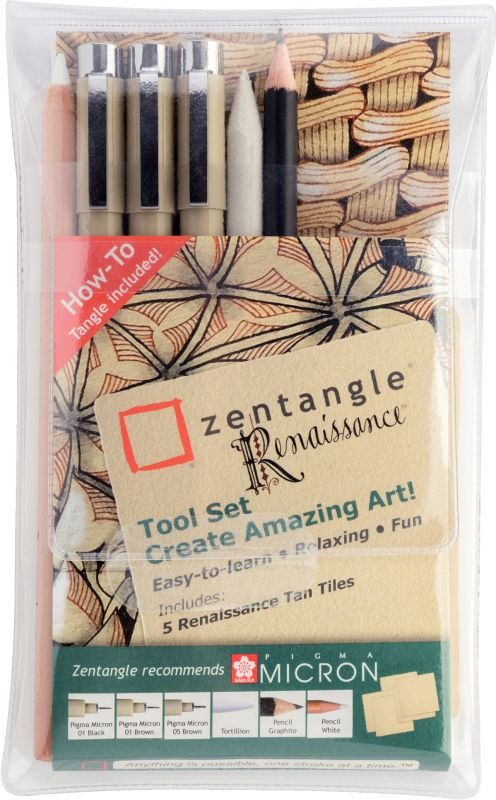 ΣΕΤ ΕΡΓΑΛΕΙΑ ZENTANGLE ΚΑΙ 5 ΠΛΑΚΙΔΙΑ RENAISSANCE
