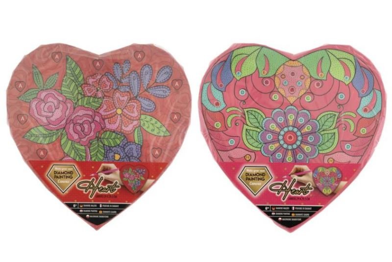 DIAMOND PAINTING HEART SHAPE 29X29CM 2 ΣΧΕΔΙΑ