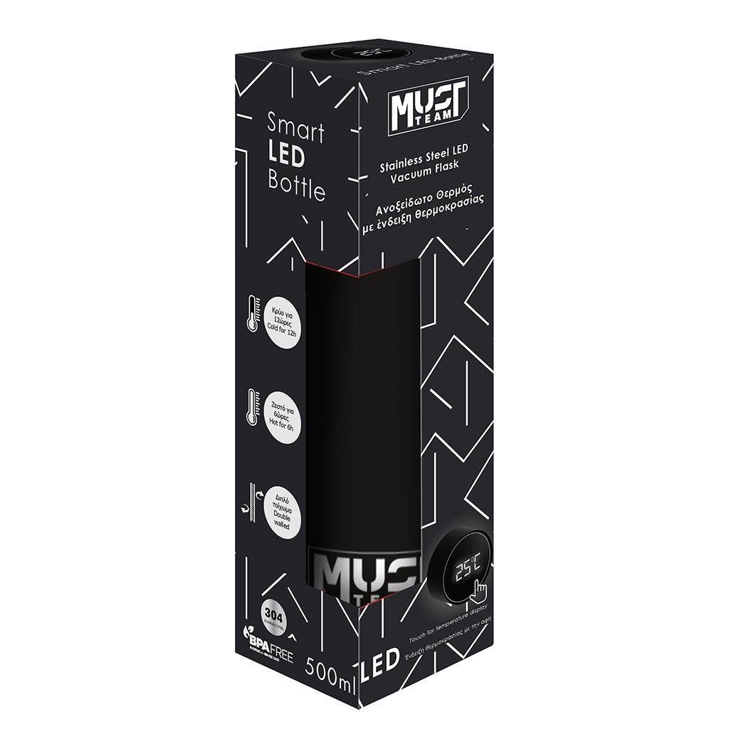 ΘΕΡΜΟΣ ΑΝΟΞΕΙΔΩΤΟ ΜΑΥΡΟ 500ml ΜΕ LED ΕΝΔΕΙΞΗ ΘΕΡΜΟΚΡΑΣΙΑΣ