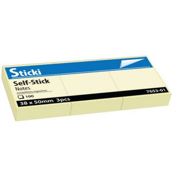 Sticki Αυτοκόλλητα Χαρτάκια 40x50mm Κίτρινα 100Φ. Set Των 3