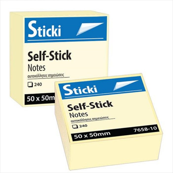 Sticki Αυτοκόλλητα Χαρτάκια 50x50mm Κίτρινα 240Φ.