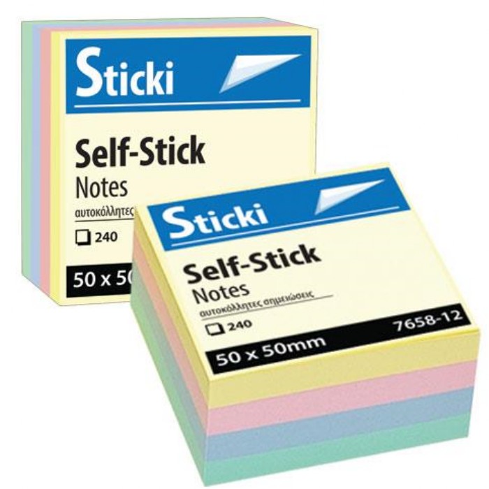 Sticki Αυτοκόλλητα Χαρτάκια 50x50mm Pastel 240Φ.