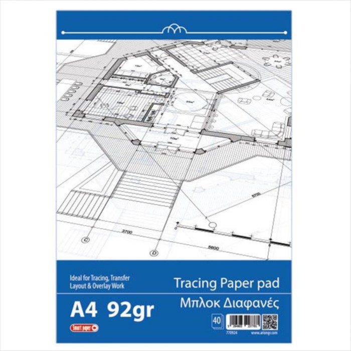 Smart Paper Μπλοκ Διαφανές Ριζόχαρτο Α4 40 Φύλλων 92gr