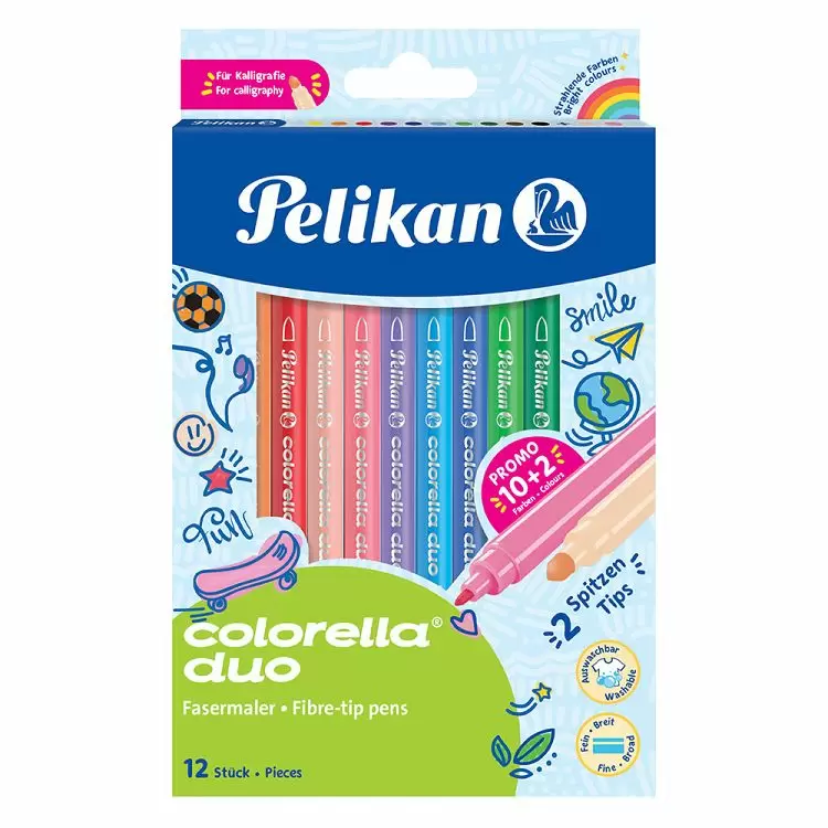 PELIKAN Μαρκαδόροι Colorella Duo 407 σε 12 Χρώματα - Συσκευασία 10τμχ