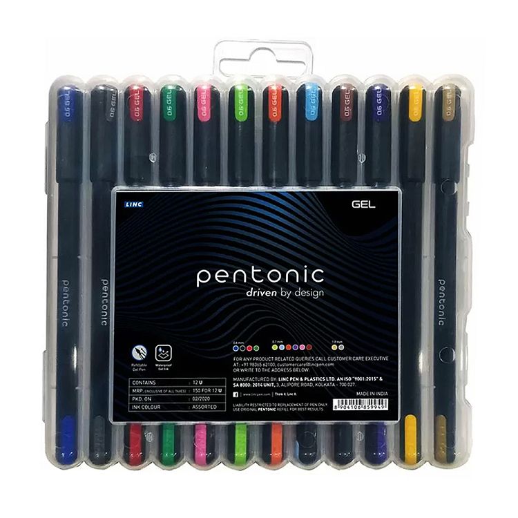 Gel pen LINC Pentonic/12 χρώματα, σετ σε θήκη