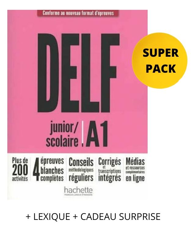 DELF SCOLAIRE & JUNIOR A1 SUPER PACK (+ LEXIQUE + CADEAU SURPRISE) NOUVEAU FORMAT