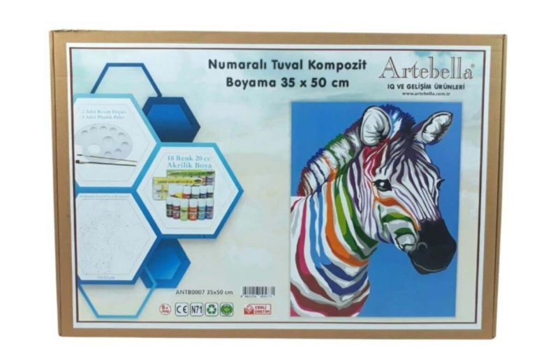 ΚΑΜΒΑΣ ΖΩΓΡΑΦΙΚΗΣ ΜΕ ΑΡΙΘΜΗΣΗ 35Χ50CM "ΖΕΒΡΑ" ΜΑΖΙ ΜΕ ΑΚΡΥΛΙΚΑ ΧΡΩΜΑΤΑ, ΠΙΝΕΛΑ ΚΑΙ ΠΑΛΕΤΑ