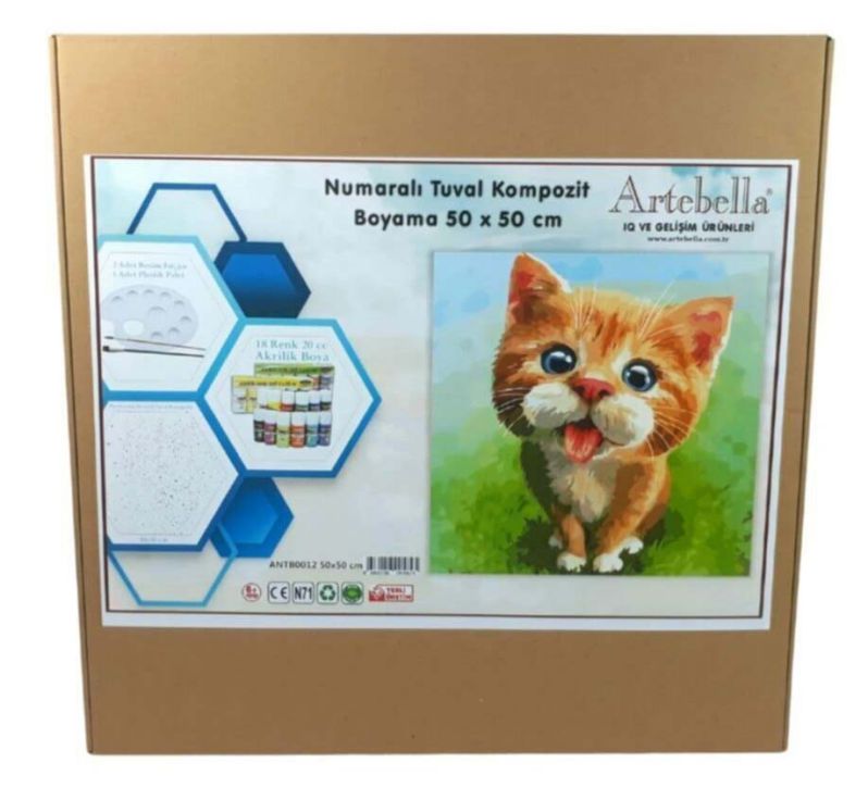 ΚΑΜΒΑΣ ΖΩΓΡΑΦΙΚΗΣ ΜΕ ΑΡΙΘΜΗΣΗ 35Χ50CM "ΓΑΤΑΚΙ" ΜΑΖΙ ΜΕ ΑΚΡΥΛΙΚΑ ΧΡΩΜΑΤΑ, ΠΙΝΕΛΑ ΚΑΙ ΠΑΛΕΤΑ