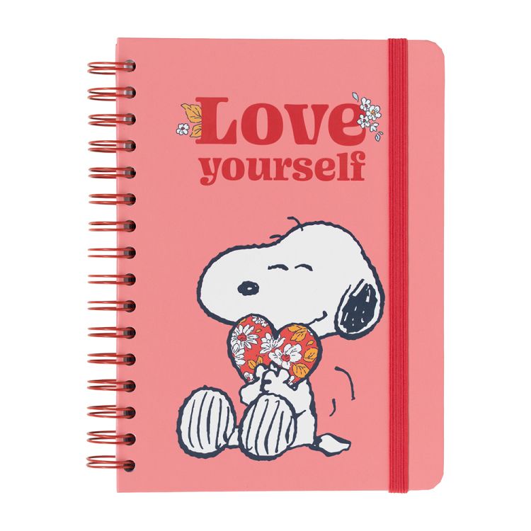 Τετράδιο Σπιράλ Ριγέ με Λάστιχο A5/15X21 SNOOPY Love Yourself