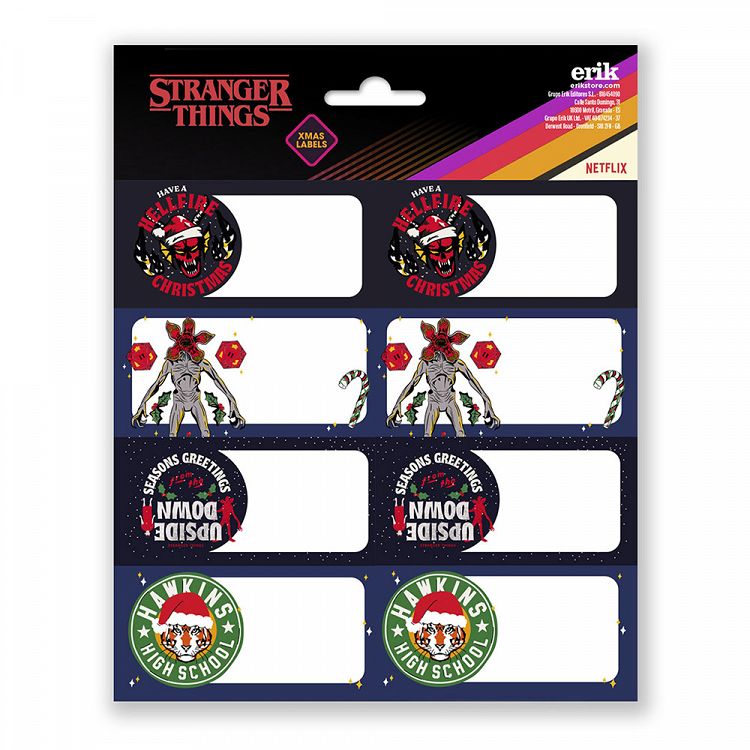 Αυτοκόλλητες Ετικέτες 8x2 STRANGER THINGS Χριστούγεννα Συσκ. 5 Τεμαχίων