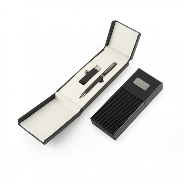 Writing Set "VENINI" 3-pcs ΣΤΥΛΟ-USB-ΣΕΙΜΕΙΩΜΑΤΑΡΙΟ-ΜΠΡΕΛΟΚ BLACK