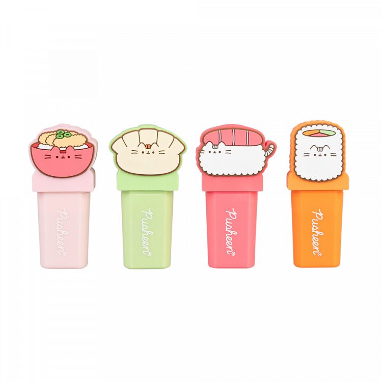 Σετ 4 Υπογραμμιστές (Highlighters) με 3D Topper PUSHEEN Sushi Roll