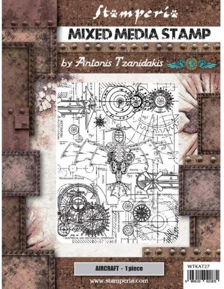 ΣΦΡΑΓΙΔΑ ΣΙΛΙΚΟΝΗΣ STAMPERIA 15X20CM - SIR VAGABOND AVIATOR AIRCRAFT