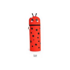 Lulubug Handmade Κασετίνα Βαρελάκι Κύλινδρος Σιλικόνης Μολυβοθήκη Lucky Animals Ladybug Rubby