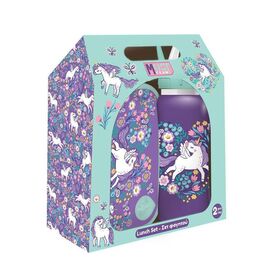 Must Σετ Φαγητού Purple Unicorn Φαγητοδοχείο PP 800ml Και Παγούρι Ανοξείδωτο 500ml 587570