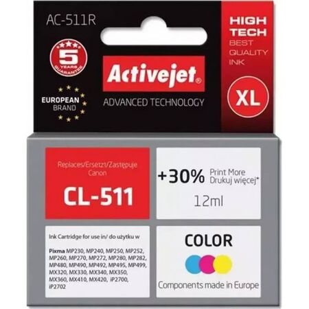 Activejet Μελάνι Συμβατό Canon CL-511 2972B001 Color 12ml