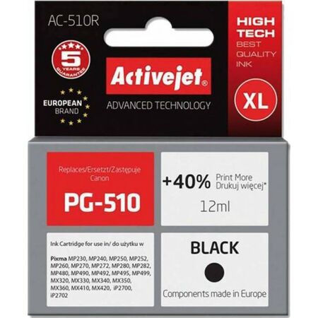 Activejet Μελάνι Συμβατό Canon PG-510 2970B001 Black 12ml