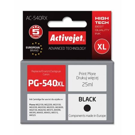 Activejet Μελάνι Συμβατό Canon PG-540XL AC-540RX 2970B001 Black 25ml