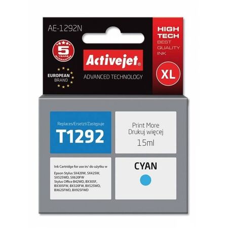 Activejet Μελάνι Συμβατό Epson T1292 AE-1292N C13T12924011 Cyan 15ml