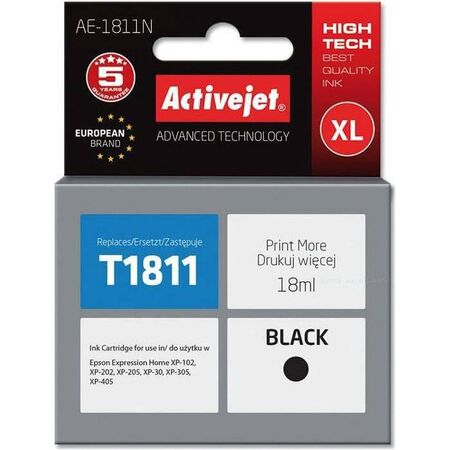 Activejet Μελάνι Συμβατό Epson T1811 C13T181140 Black 18ml
